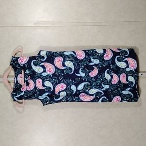 02543 Talbots navy blue w/multi-color paisley dress PM NWT